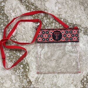 Clear Texas Tech Floral Crossbody Bag with Red Strap